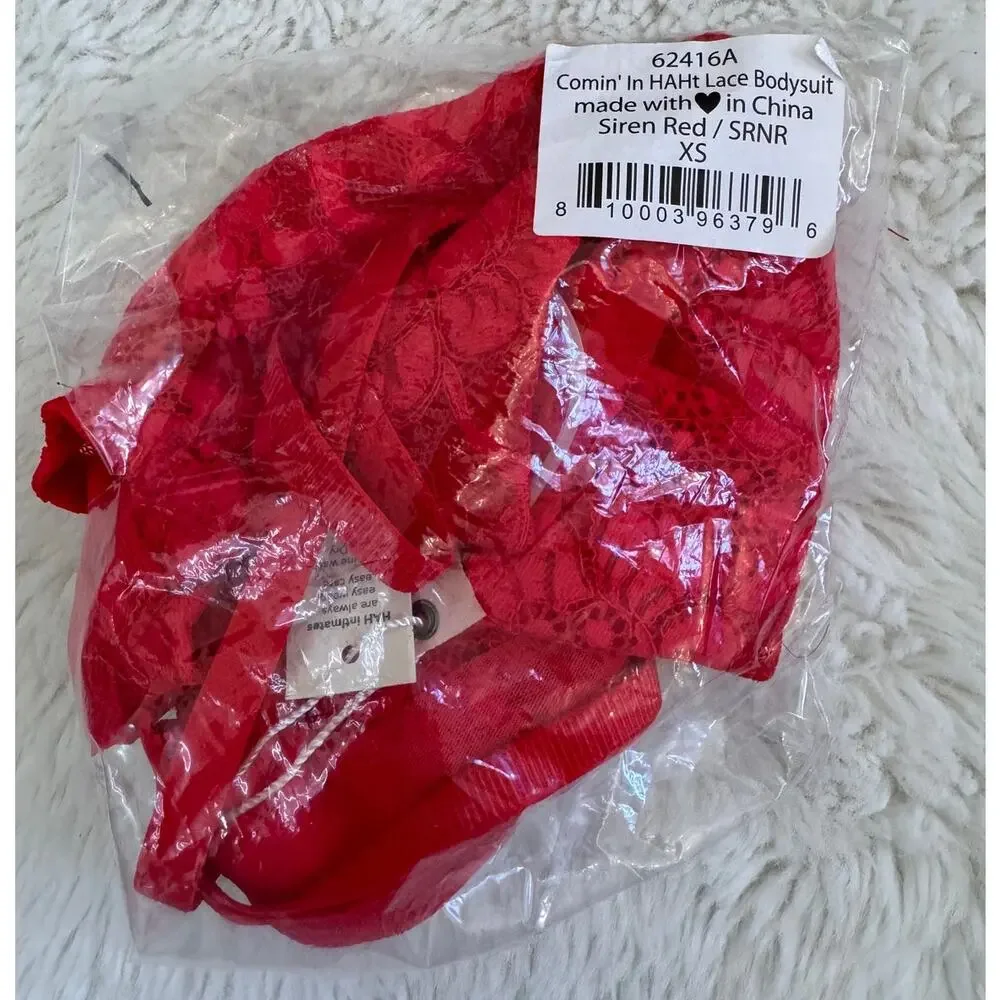 We Are HaH X FREE PEOPLE Siren Red Lace Bodysuit SIREN RED XS